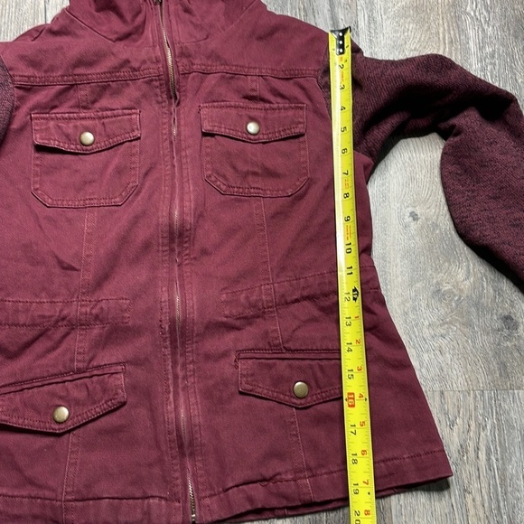 ASHLEY by 26 International Juniors Maroon Wine Hooded Utility Jacket, size small - Picture 8 of 12